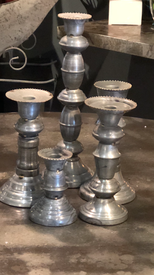 Brass Detailed Zinc Candle Holders Set of 5