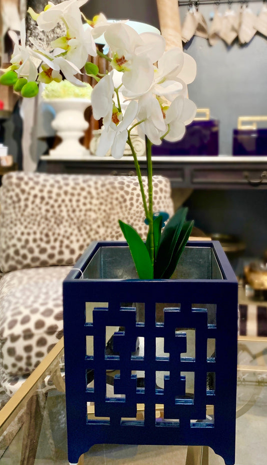 Navy Lacquered Planter